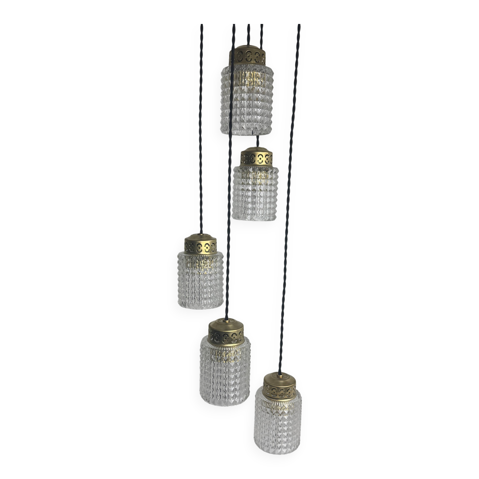 Antique cascade chandelier 5 light vintage