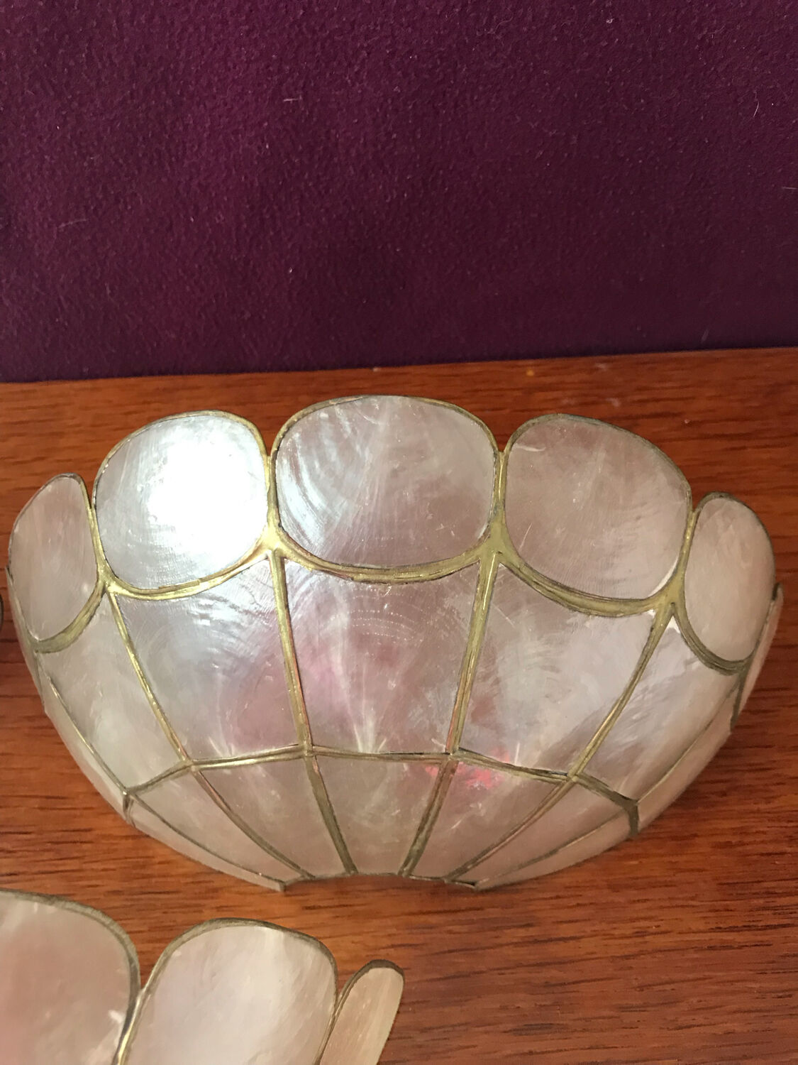 Three mother-of-pearl sconces
