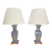 Lampes de table asiatiques vintage en étain et laiton, années 1950, ensemble de 2