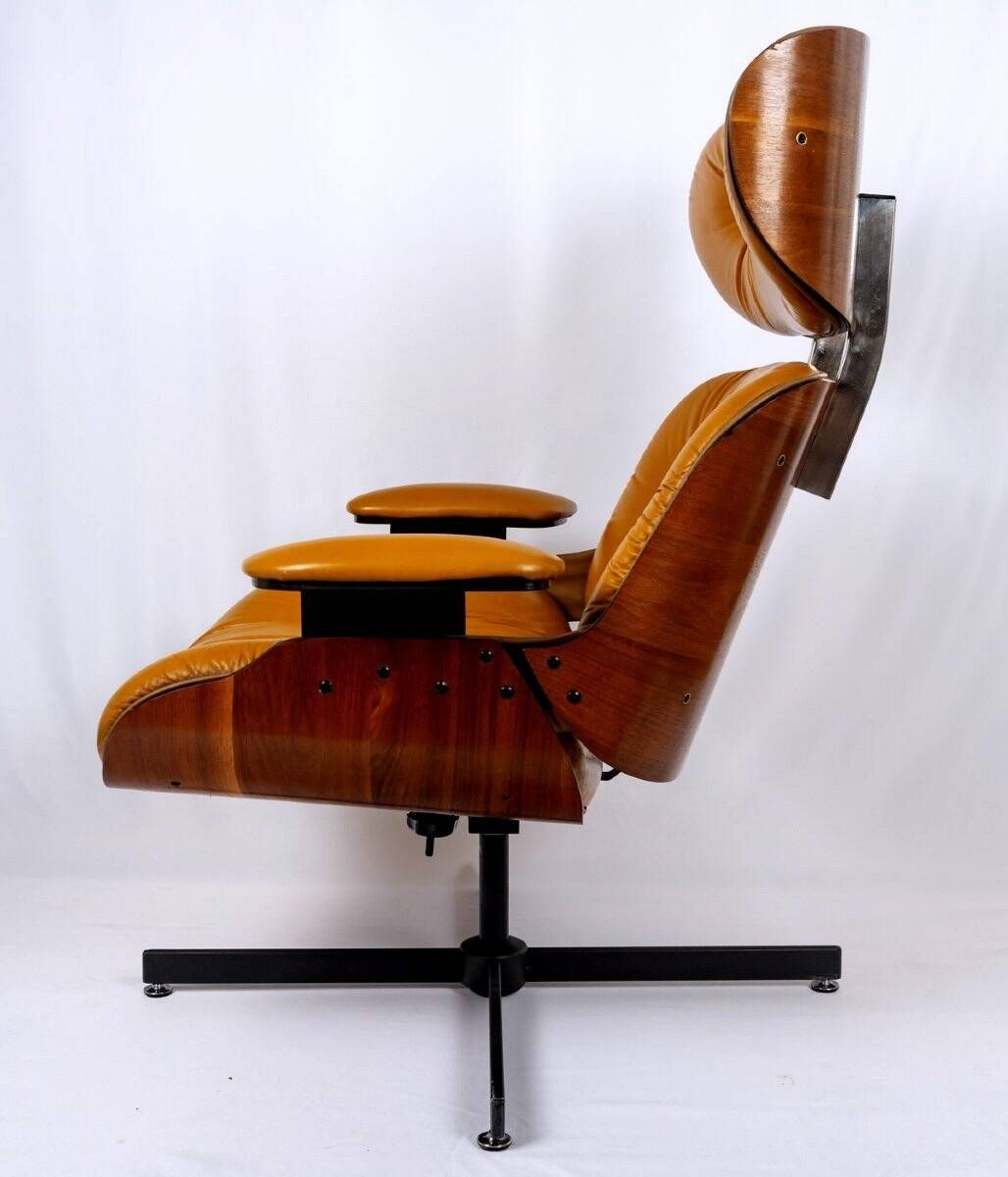 Lounge chair & son ottoman - leather & alu, xxth century