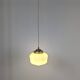 Antique opaline and brass pendant light – vintage globe 15 cm
