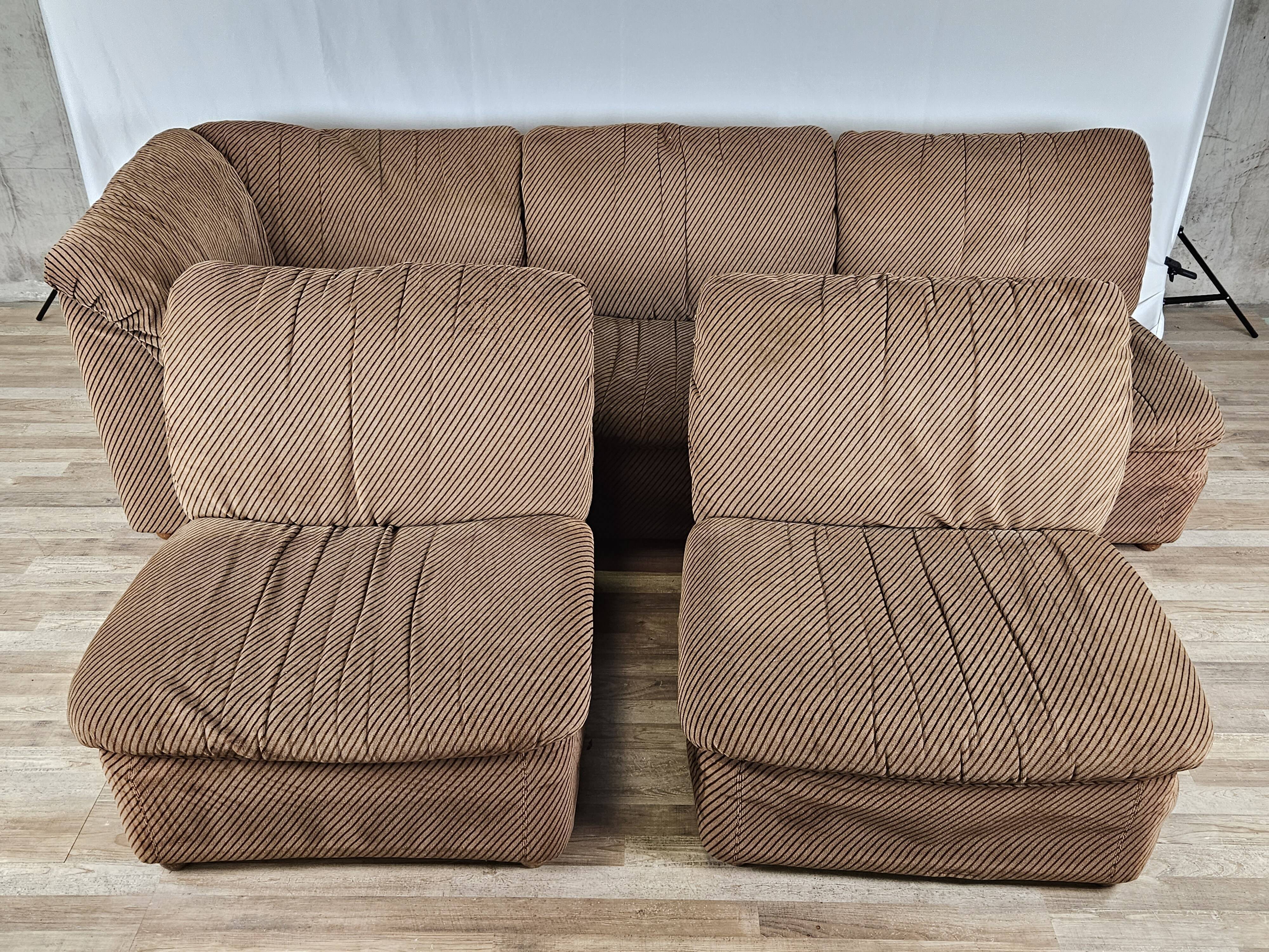 Five-seater corner modular sofa from 70s