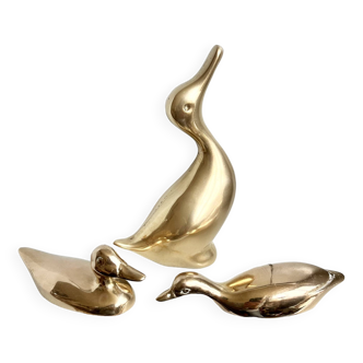 Three ducks or trio in solid brass