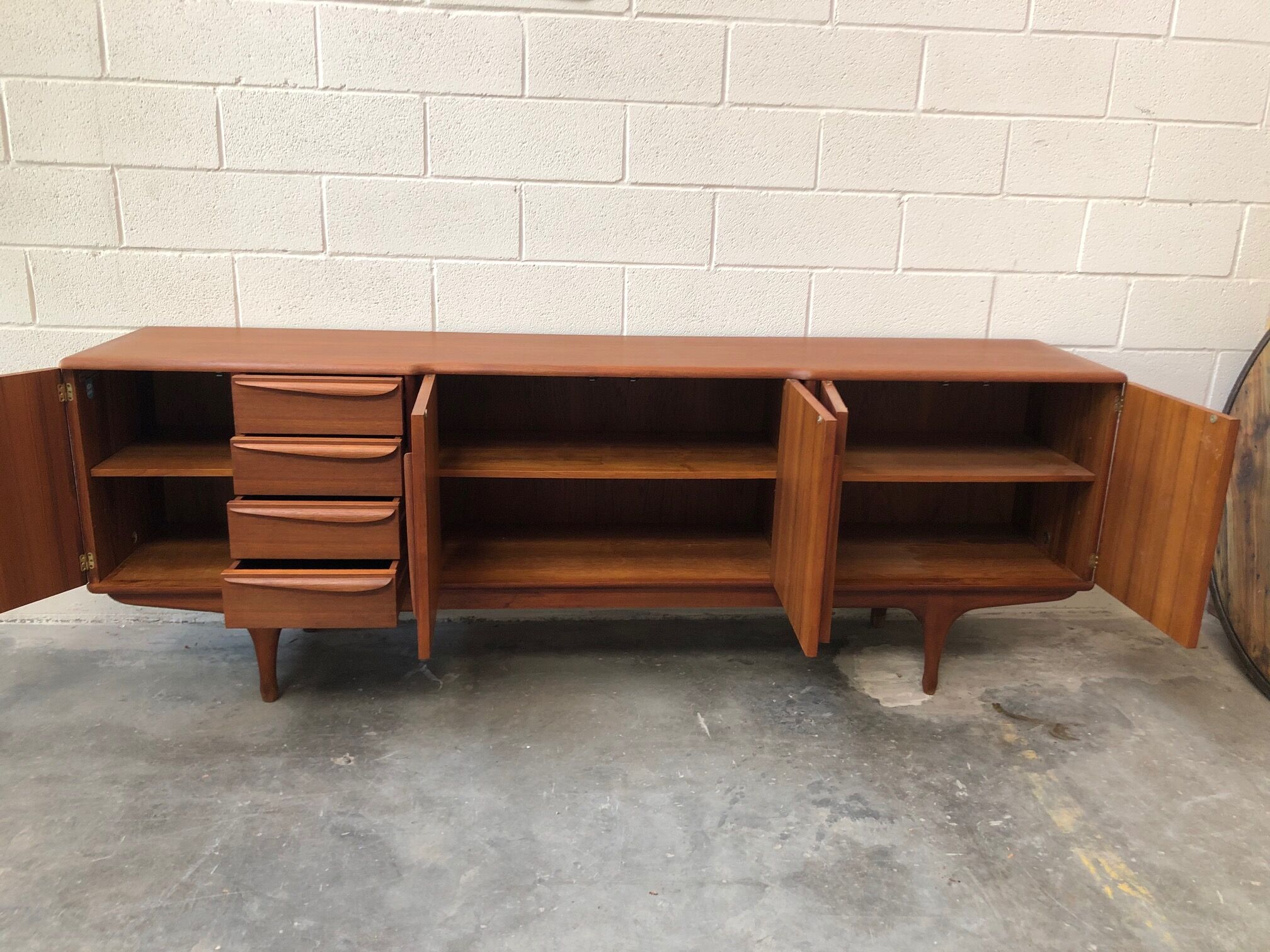 Teak enfilade stamped "TV furniture Paris"