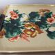 Floral formica and gold metal tray 50 60s