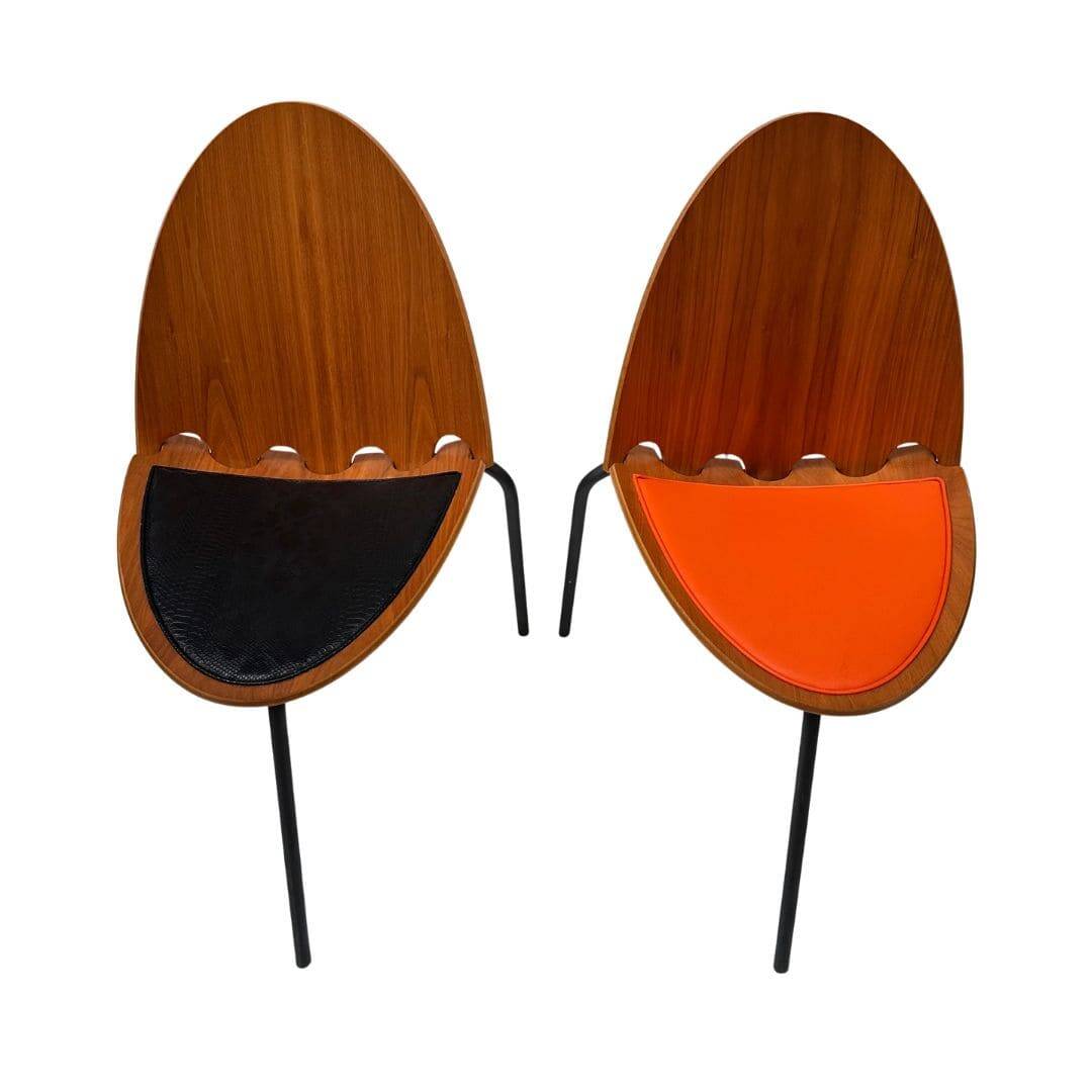 Set of "A6" chairs, Joseph-André Motte for Steiner, wood and leather, 2000s – France