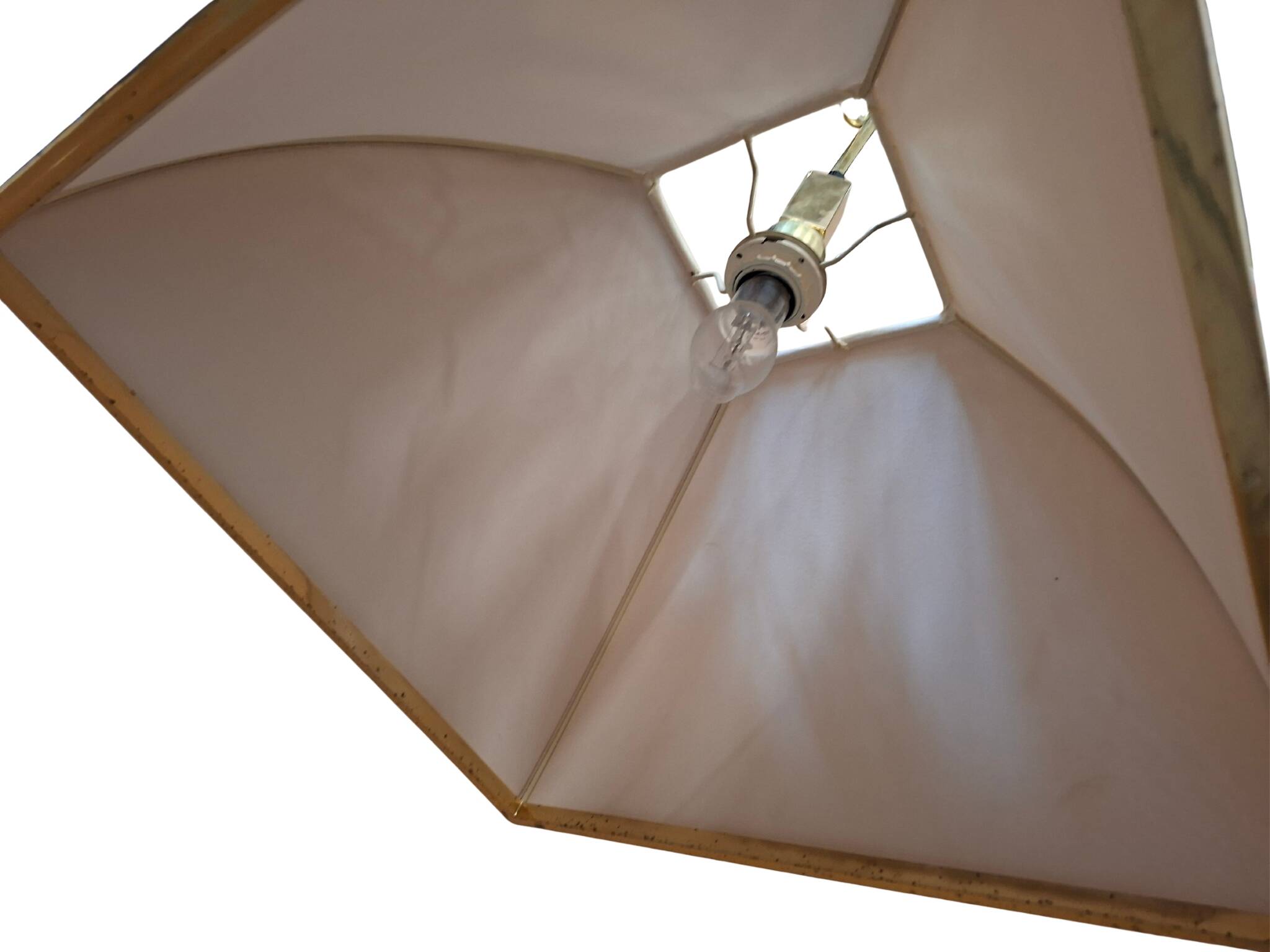Lampadario Vintage anni '70 in Ottone e Stoffa