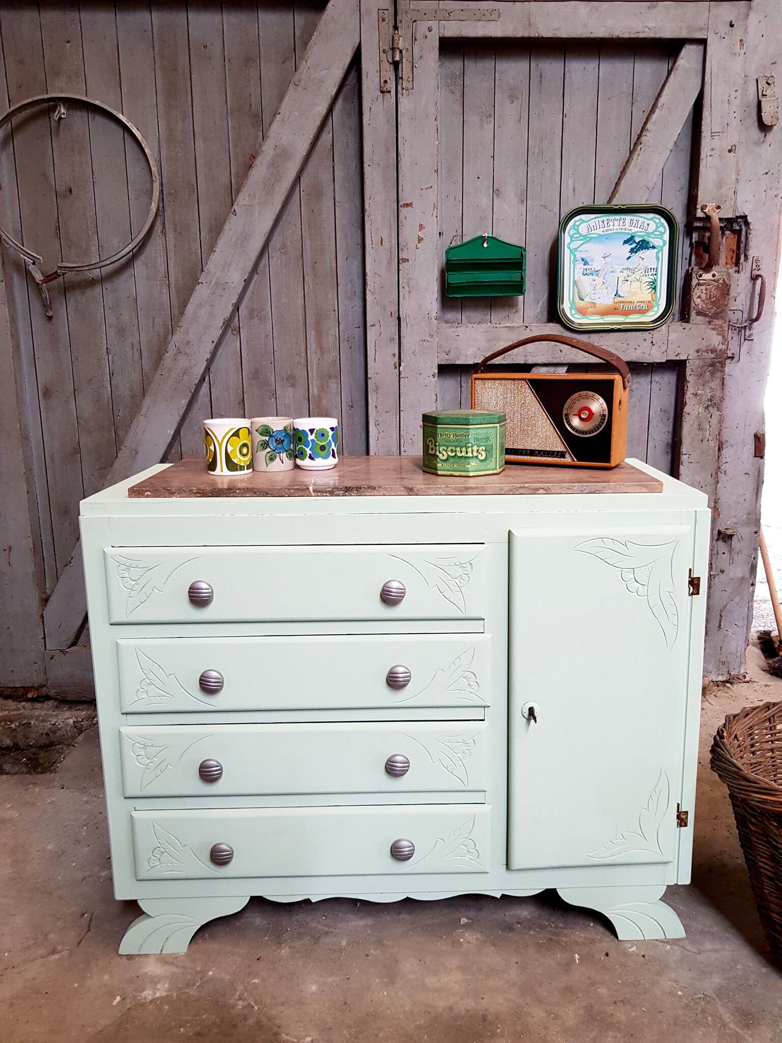 Large art deco chest of drawers