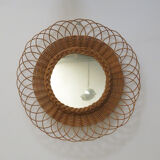Round wicker rattan mirror 48cm