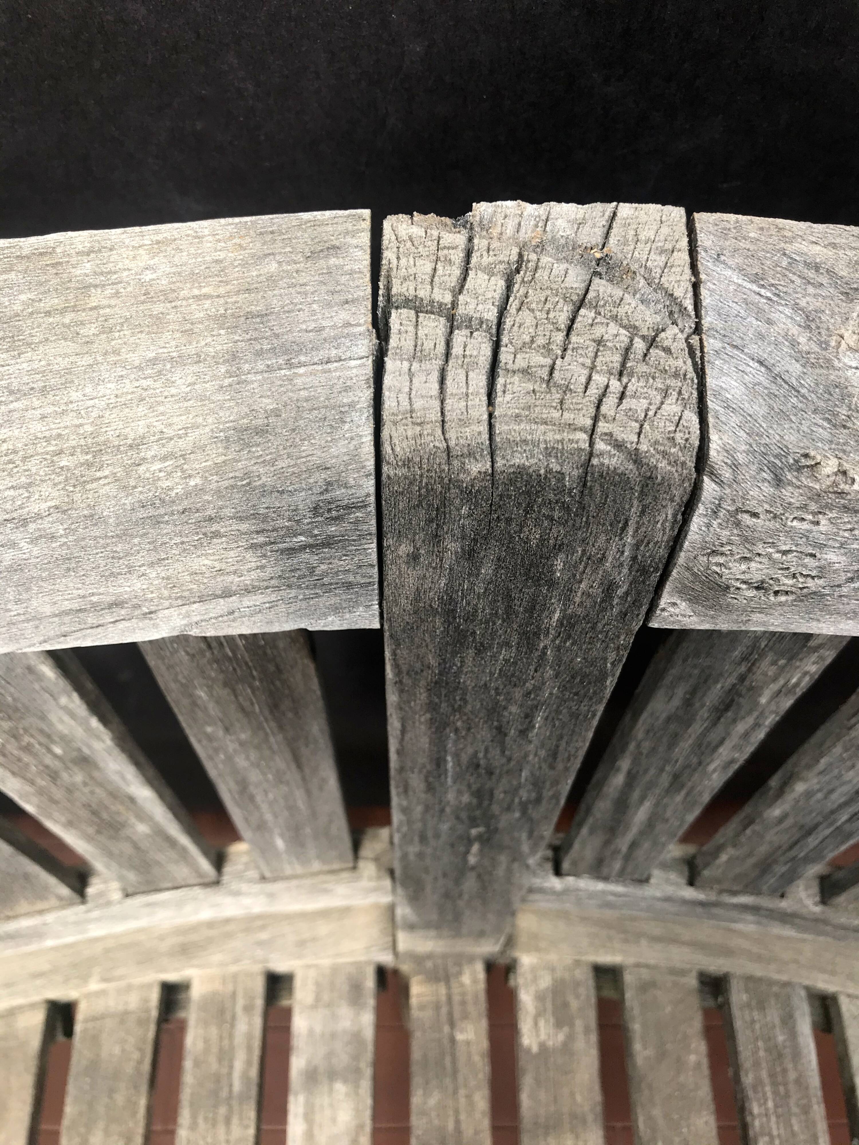 oval garden bench vintage solid teak "franck west" rare curved shape