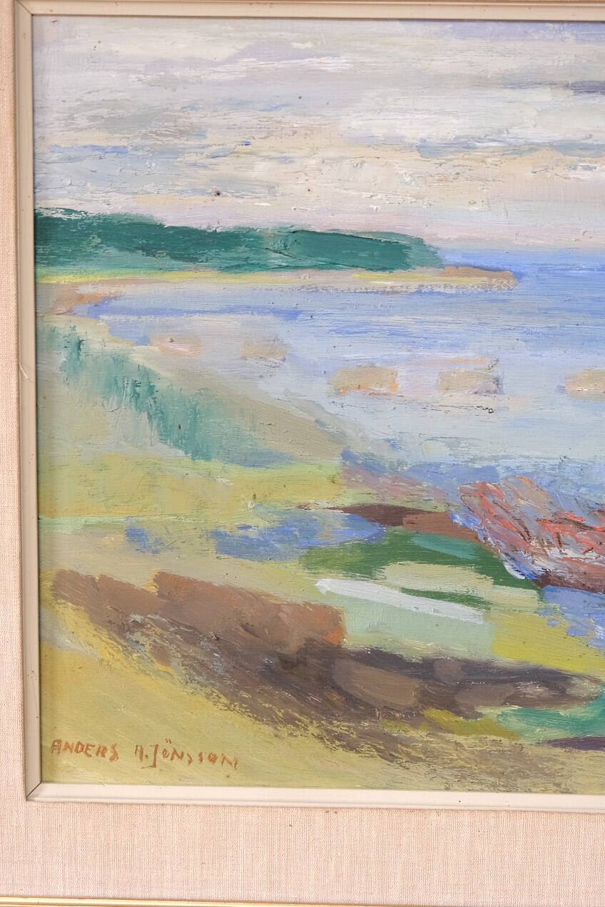 Anders A. Jonsson, Swedish Modern Landscape , 1950s, Oil on Panel, Framed