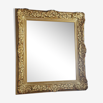 Mirror framing Montparnasse style wood and patinated stucco Bel state 64x57 cm