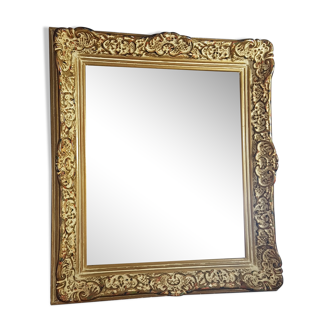 Mirror framing Montparnasse style wood and patinated stucco Bel state 64x57 cm