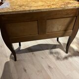 Curved chest of drawers with marquetry and marble