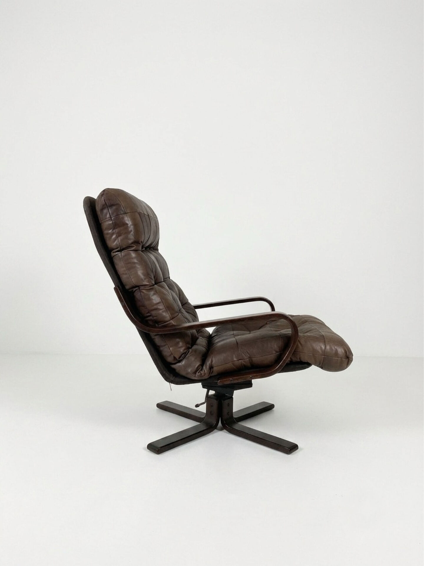 Mid-century leather swivel chair