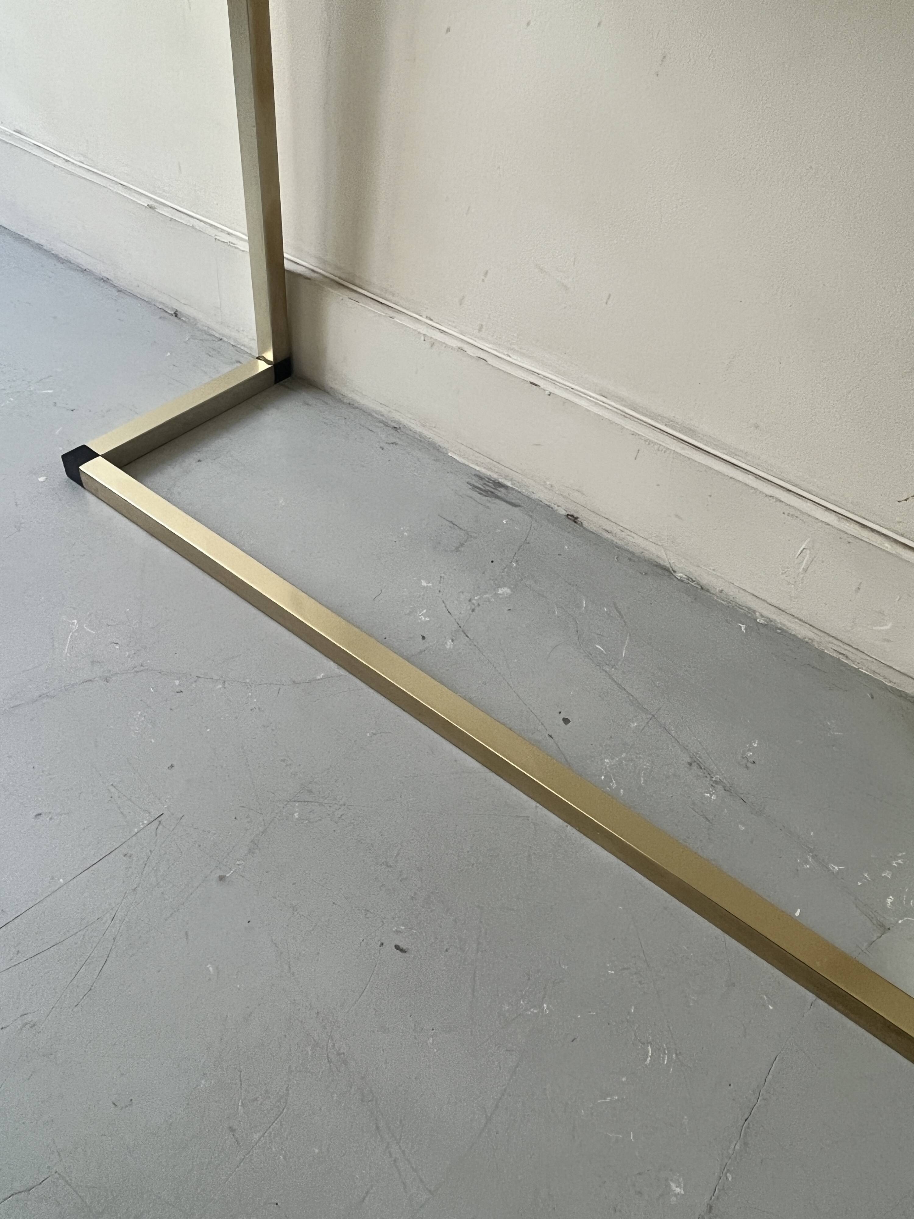 Console table in real brass and smoked glass, Italy 1970