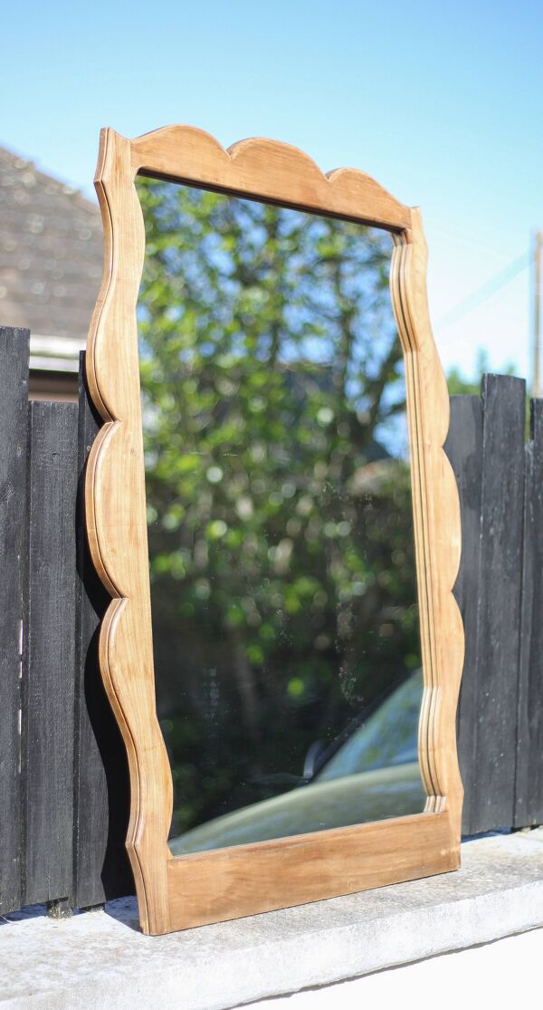 Miroir bois, grand miroir à poser ou mural, miroir vintage, miroir artisanal, décoration intérieur