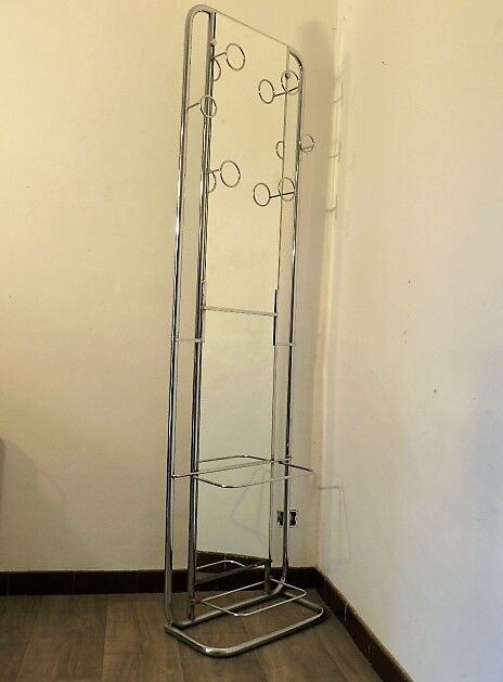 Chrome metal wall coatrack 1960