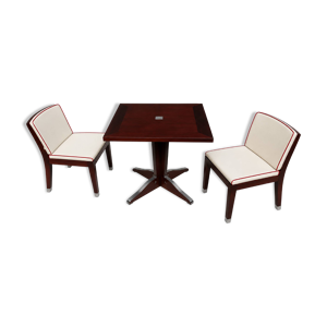 2 chaises et table Marly - olivier
