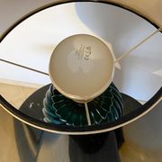 Green lacquered porcelain table lamp, Italy 70s