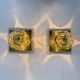 Pair of Peil & Putzler ice cube glass wall lamps, 1970s