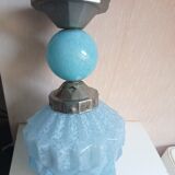 Lamp skyscraper opaline blue art deco 1920 height 35 cm diameter 18 cm