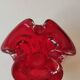 Murano empty pocket Floral shape 3 petals. In Murano Italian blown art glass. Ruby red
