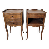 Paire de tables de chevet style Louis XV en chêne