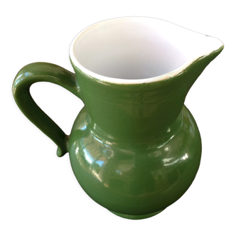 Pitcher ball in glazed green ceramic vintage 60s-70s
