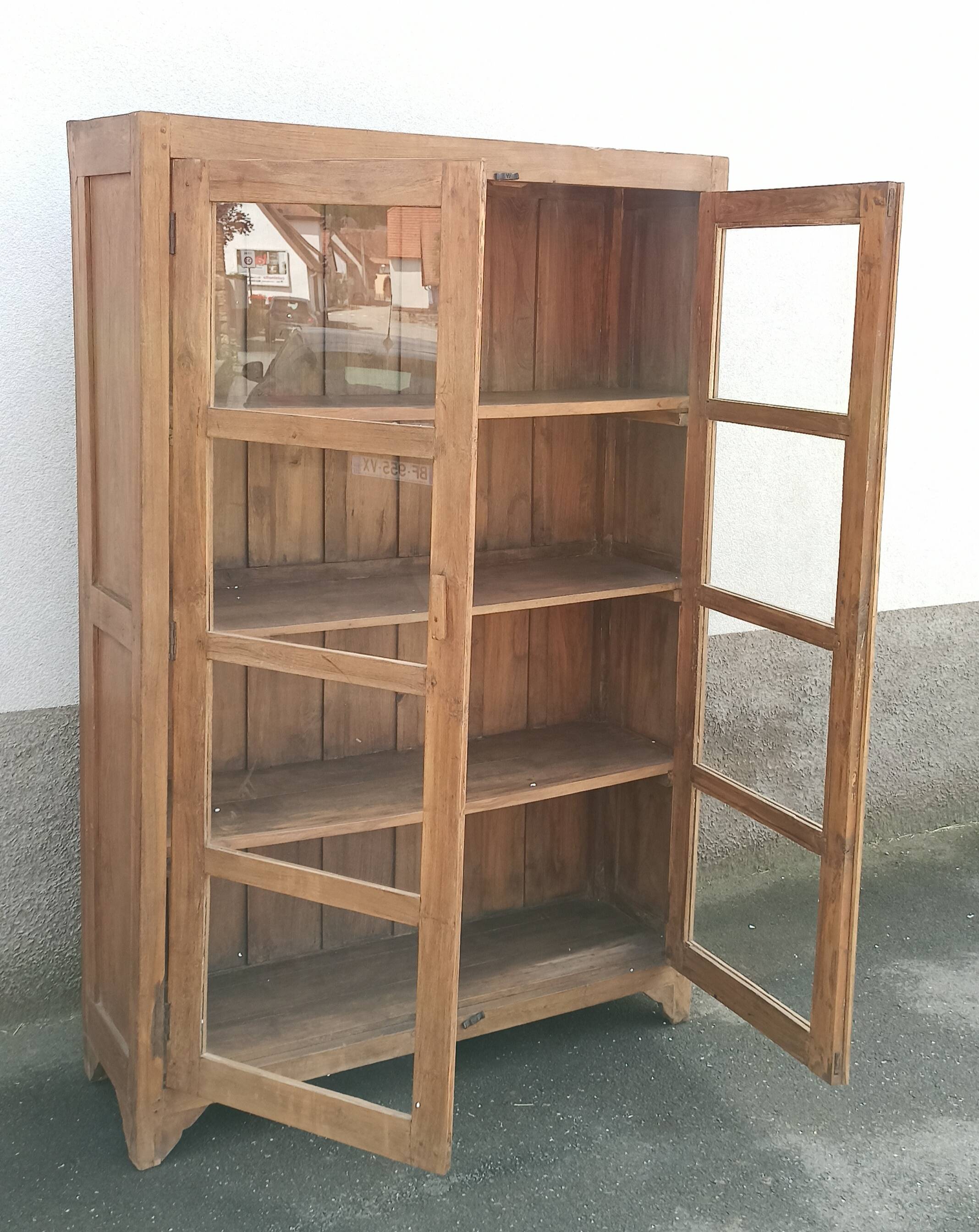 Old wooden glass cabinet