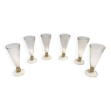 Set of Six Amber Murano Drinking Glasses by Vittorio Zecchin, Italy