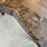 Table basse en bois brutaliste, primitive