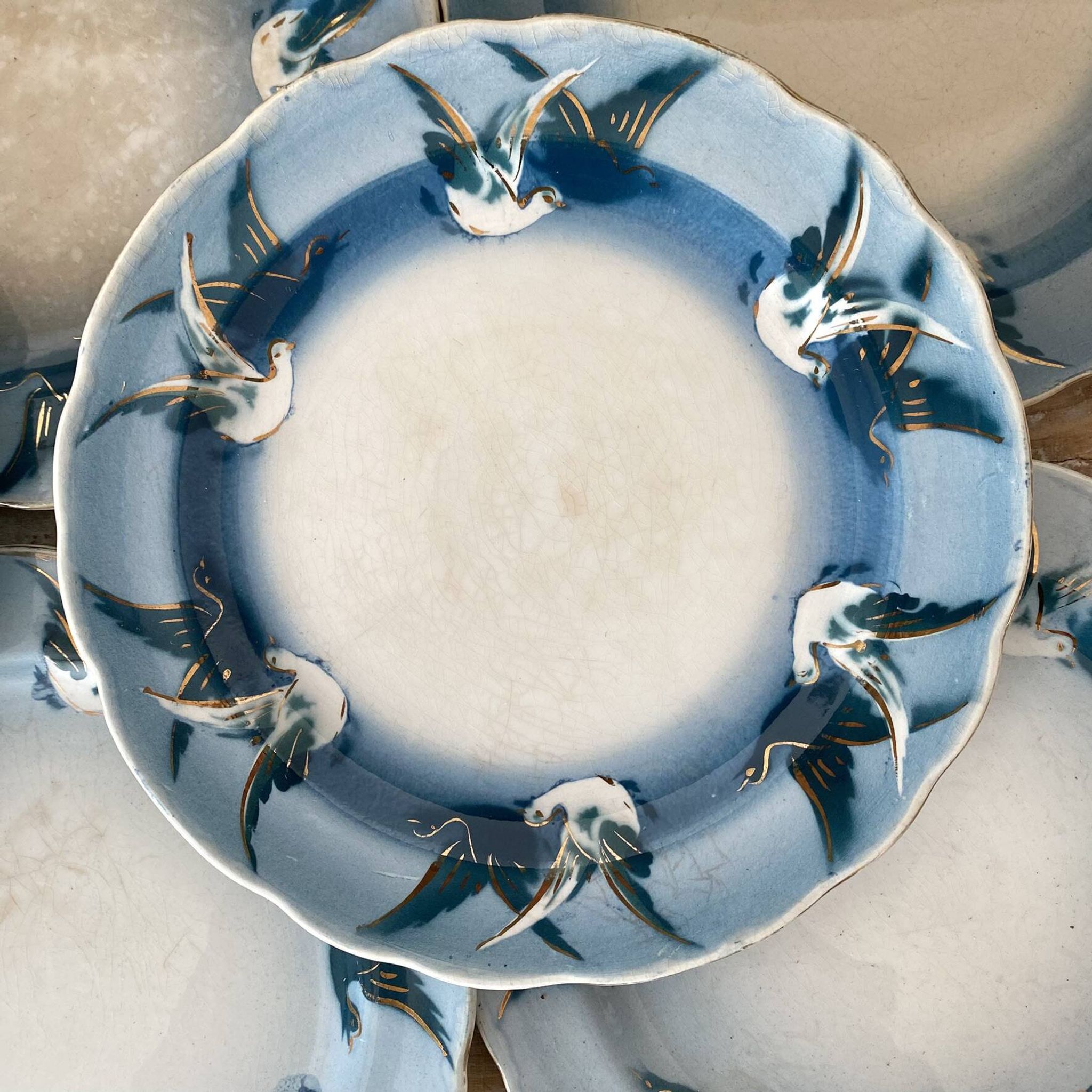 Rares assiettes à dessert Terre de Fer Choisy le roi , oiseaux