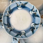 Rares assiettes à dessert Terre de Fer Choisy le roi , oiseaux