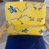 Bridge armchair fabric Charles Burger yellow and blue