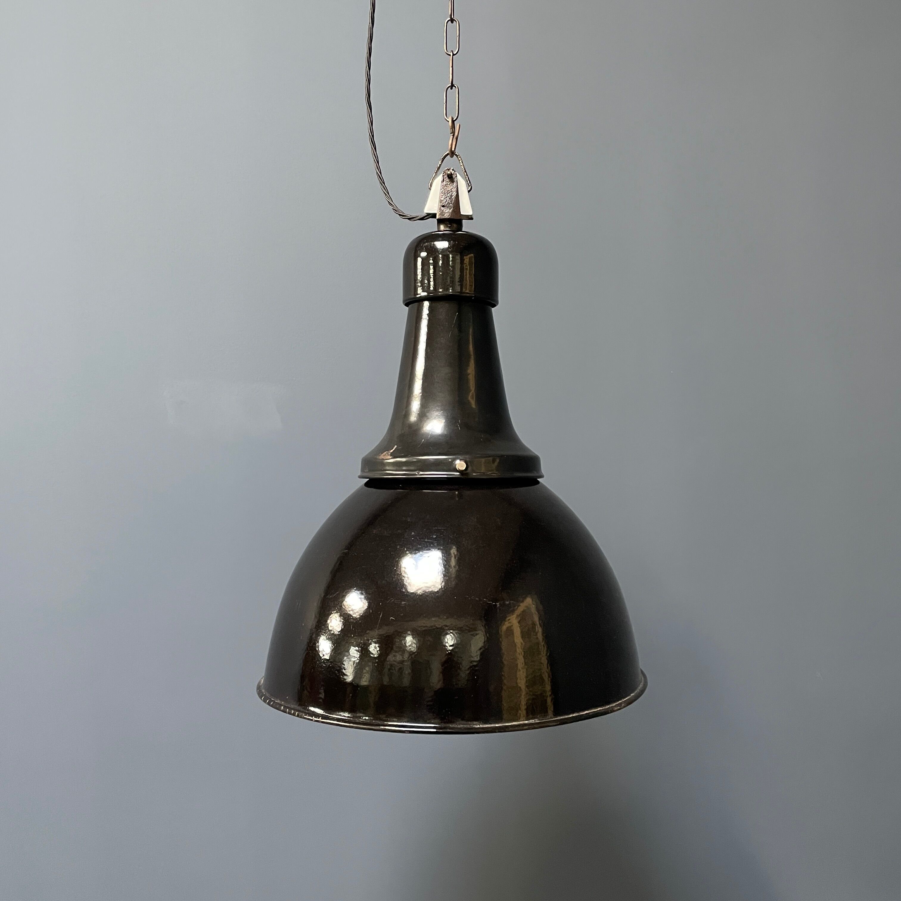 Black enamel Bauhaus factory lamp from Industria Rotterdam