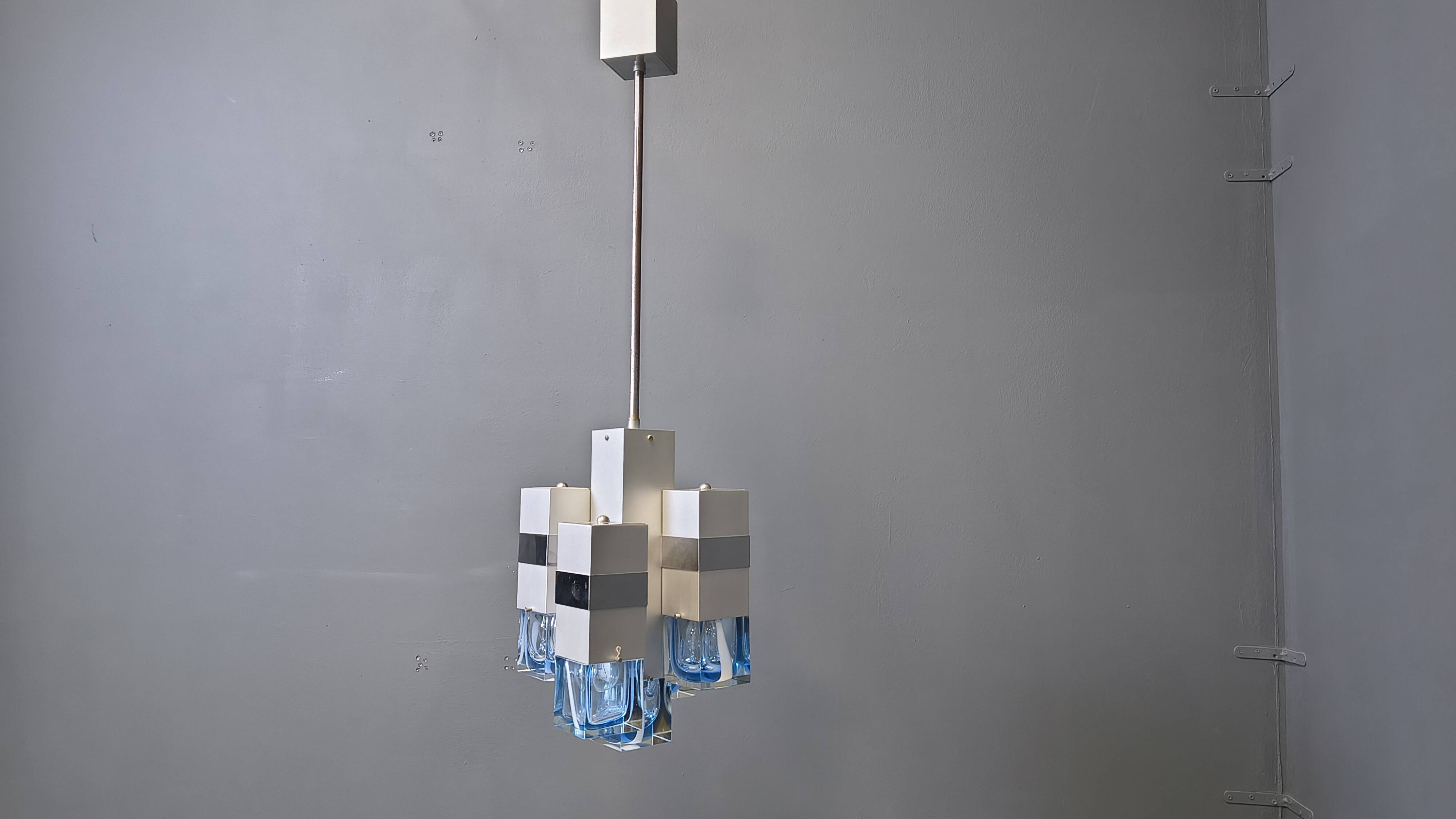 Vintage Cubico Chandelier by Gaetano Sciolari, 1970s