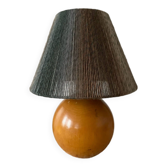 Lampe pied boule en bois, années 70