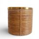 Mid-Century Organic Modern Large Pencil Reed / Rattan Planter with Brass Rim