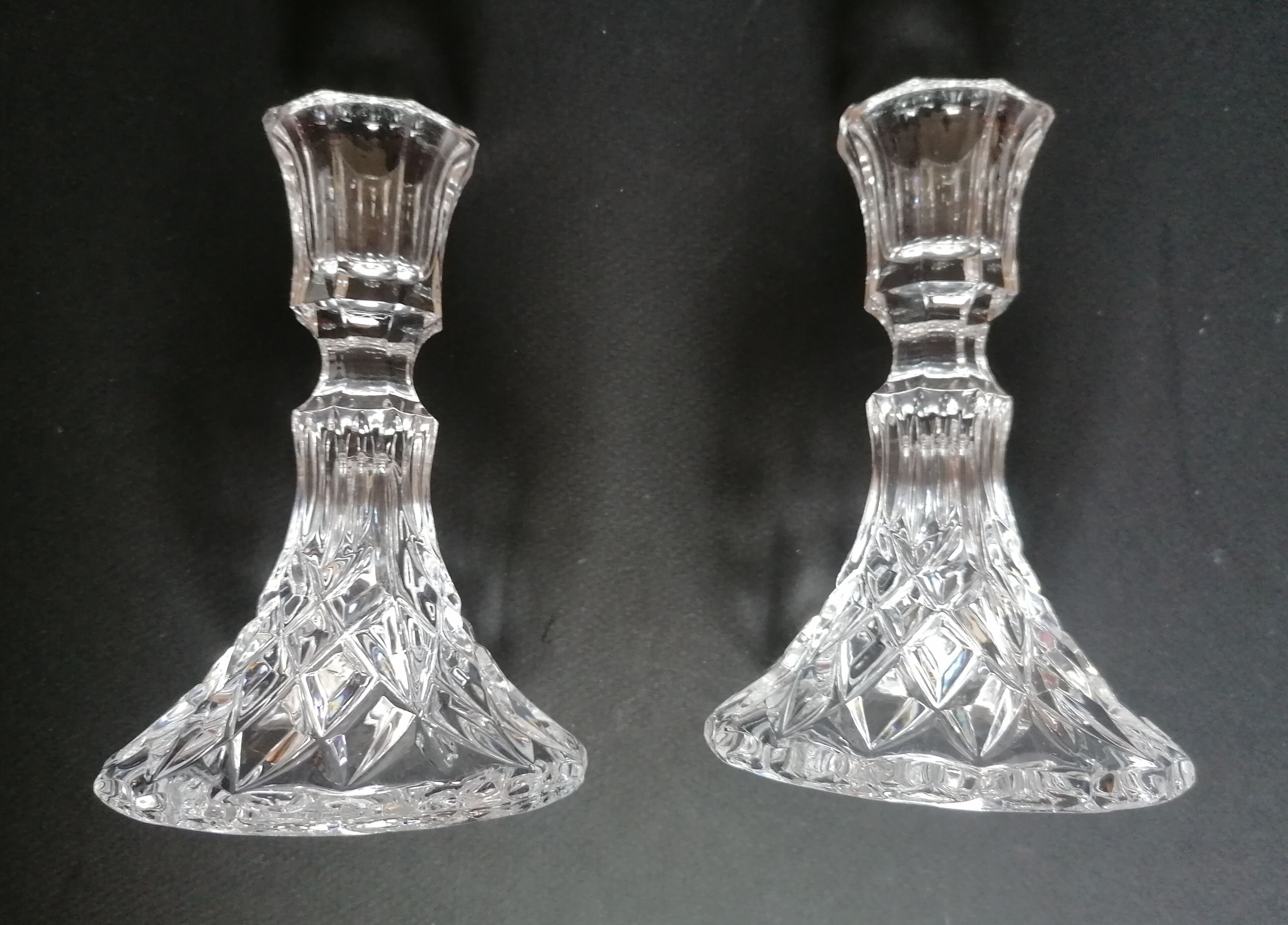 Pair of crystal candle holders