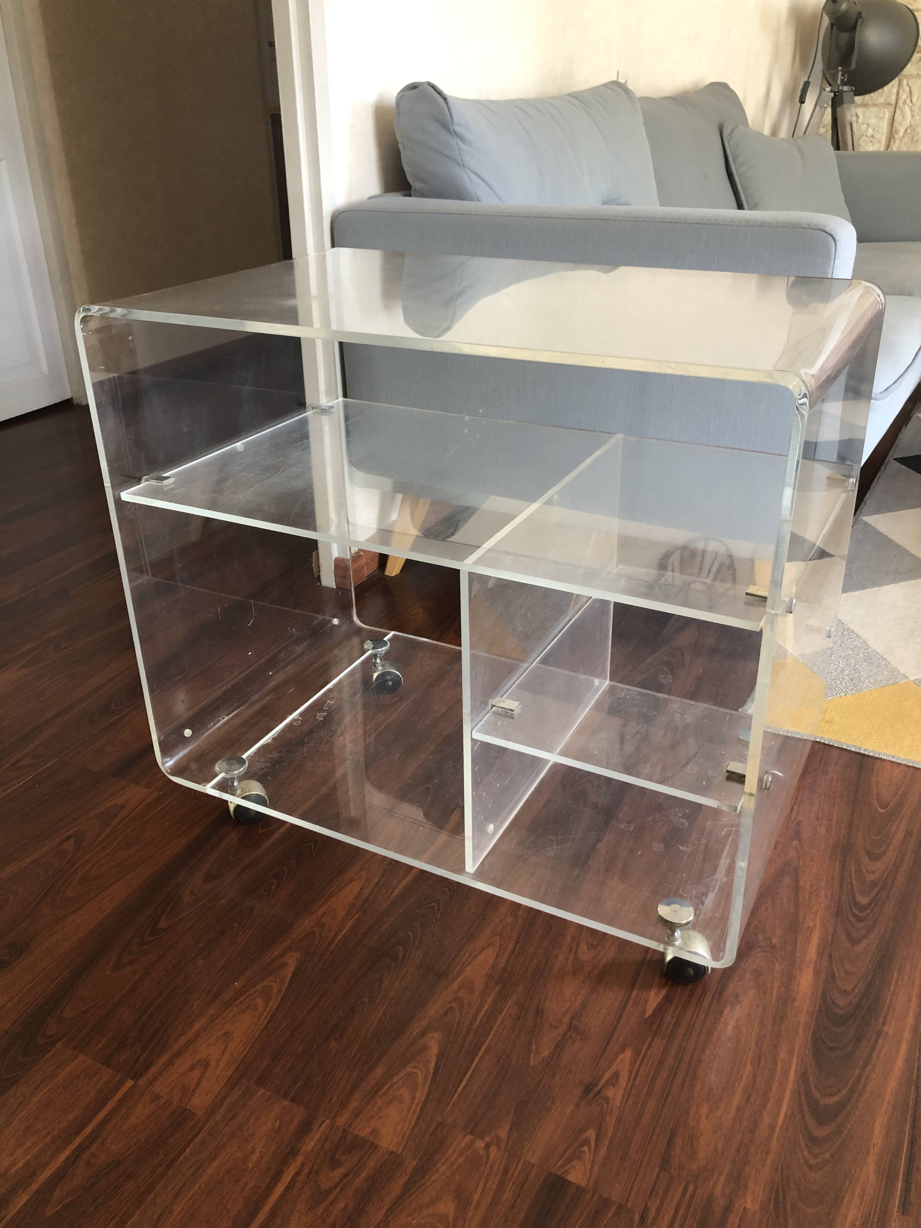 Designer TV unit David Lange vintage Plexiglas