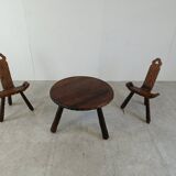 Spanish brutalist stool set, 1950s