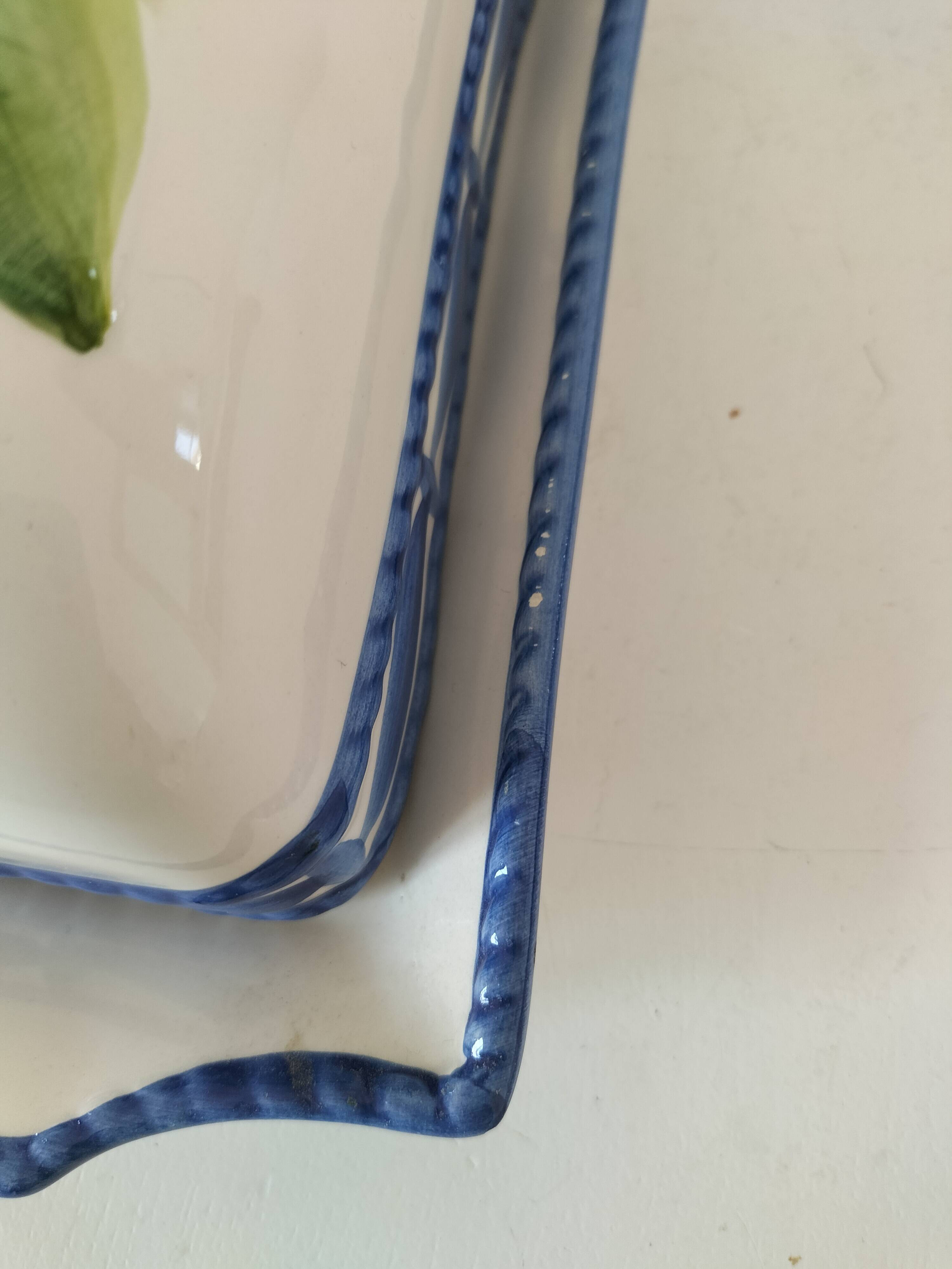 Beurrier en barbotine italienne citron peinte à la main