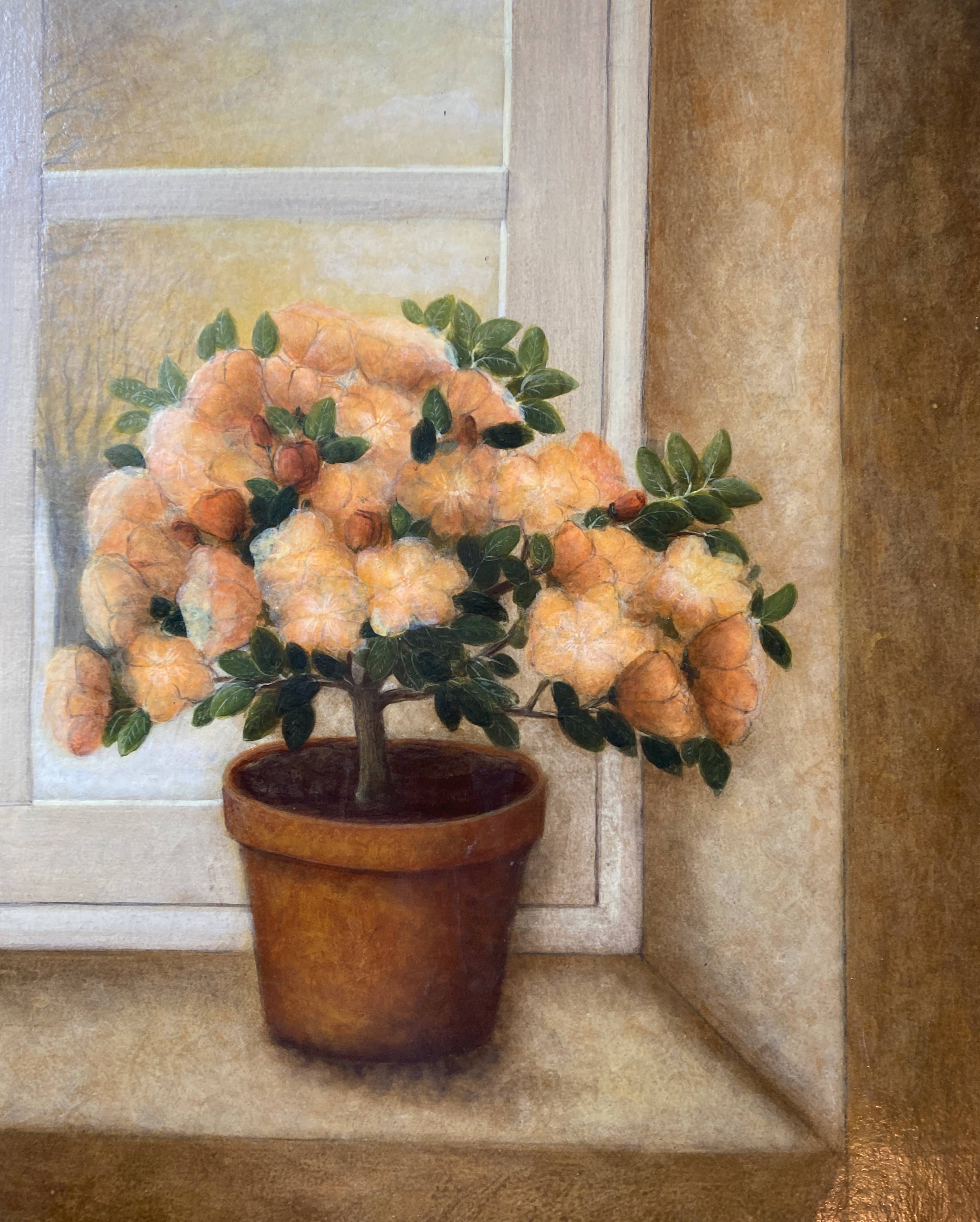 Tableau "Vase aux azalées" HST original par Iberia Lebel