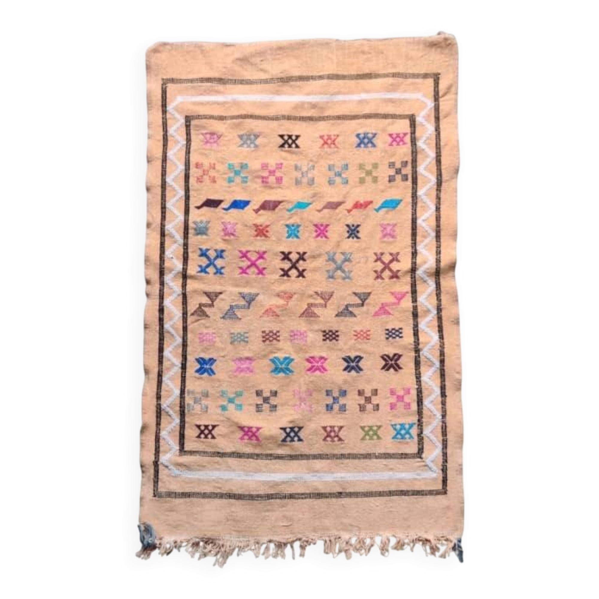 Bohemian beige Moroccan rug