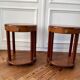 Pair of Art Deco bedside tables made of cedar magnifying glass
