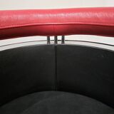 Pair of 80s designer leather and chrome metal armchairs