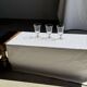 Set of 3 vintage stemmed glasses in clear glass H14 D10