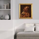 Peinture religieuse à l'huile sur toile de Saint Barthélemy du XVIIe siècle