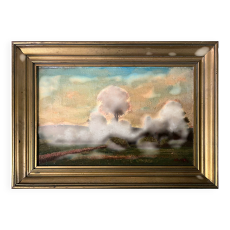 Tableau HST "Twilight Countryside" signed (?) + frame